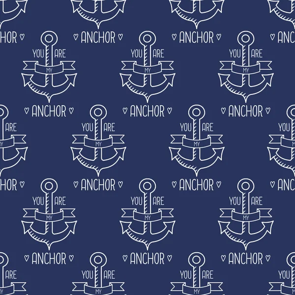 You Are My Anchor seamless pattern — Stock Vector