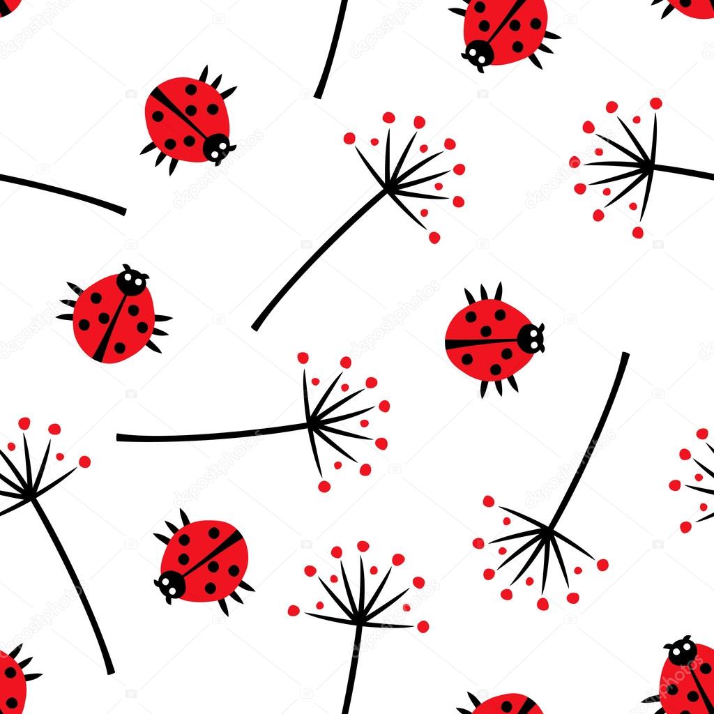 Ladybugs with dandelions seamless pattern Stock Vector Image by  ©in_dies_magis #99191160
