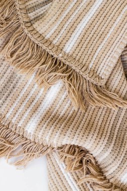 Kahverengi renk, yün battaniye arka planı, detaylı alınma