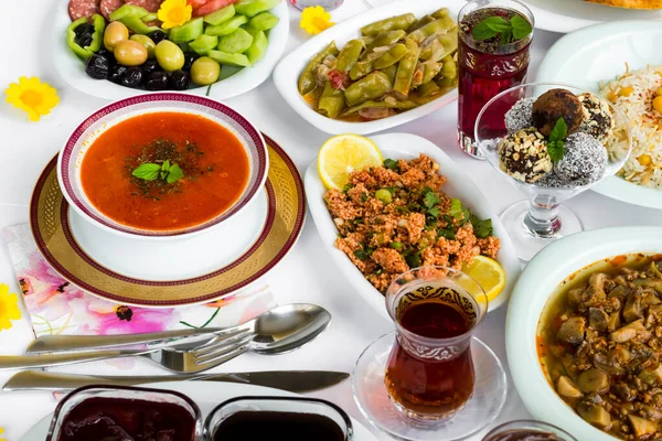 Keitto Tärkeä Elementti Ramadan Table Traditional Turkin Ramadan Ateria Turkish — kuvapankkivalokuva