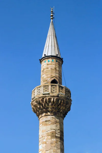 Minareten Fra Izmir Konak Moskeen Blå Himmel Nær Beslektet Med – stockfoto