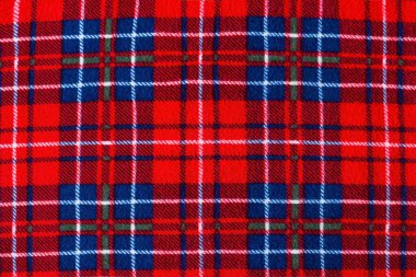 Kırmızı, mavi renkli kareli ve çizgili pamuk kumaş arka plan, bir çizim değil