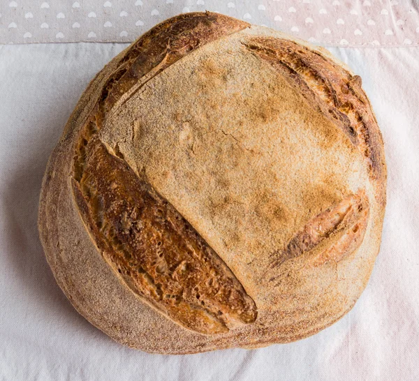 Handmake Bread on a Handmake Grey Tissue — Stock Photo, Image