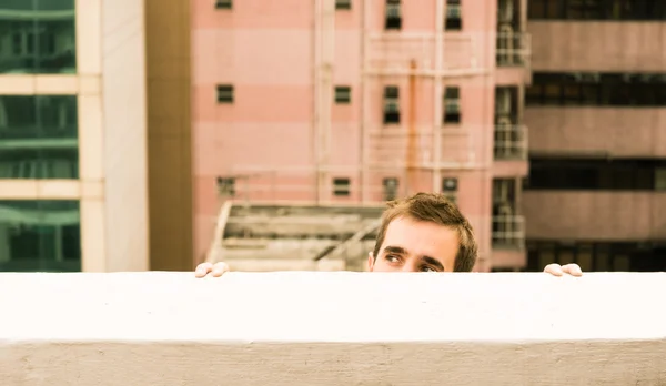 Head on a Rooftop — Stock Photo, Image