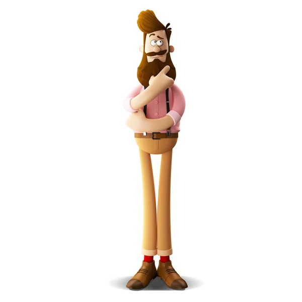 一个有着一头金发和胡子的英俊的年轻嬉皮士男子的3D插图 — 图库照片