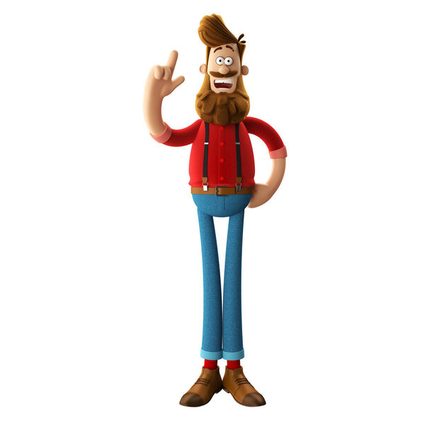 3d иллюстрация красивого молодого хипстера с бородой, изолированные