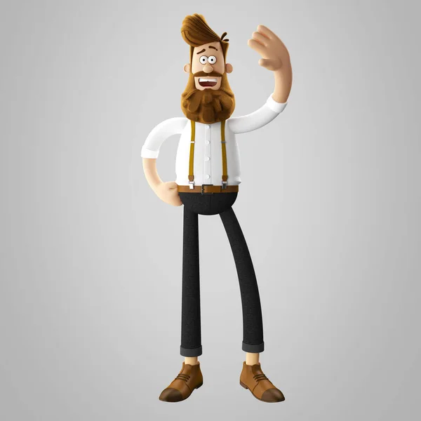 Illustration Good Looking Young Hipster Man Beard Isolated — Stock Photo, Image