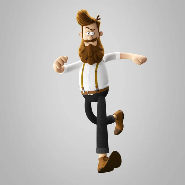 3Dイラストのいい顔立ちの若いヒップスター男の髭 — ストック写真