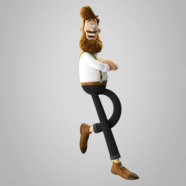 Illustration Good Looking Young Hipster Man Beard Isolated — Stock Photo, Image