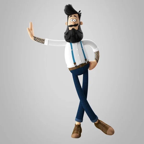 Ilustración Hombre Joven Hipster Bien Parecido Con Barba Aislado —  Fotos de Stock