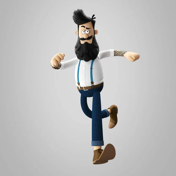 Illustration Good Looking Young Hipster Man Beard Isolated — Stock Photo, Image