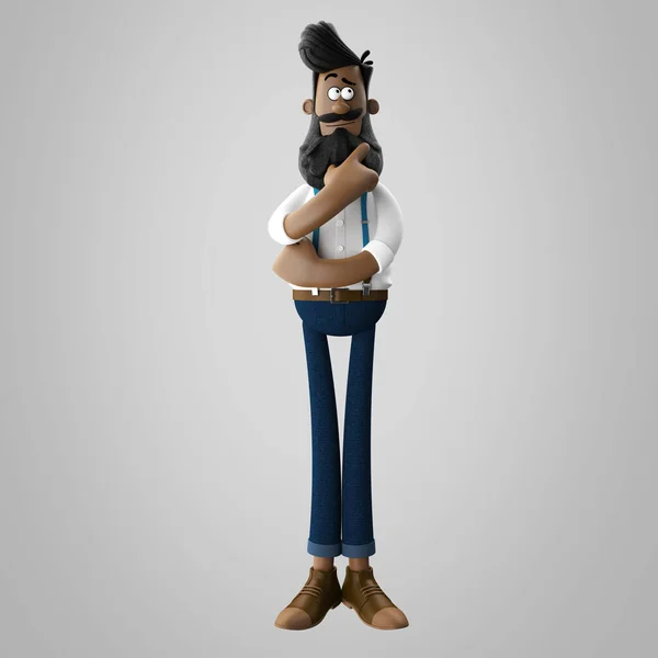 3Dイラストのいい顔立ちの若いヒップスター男の髭 — ストック写真