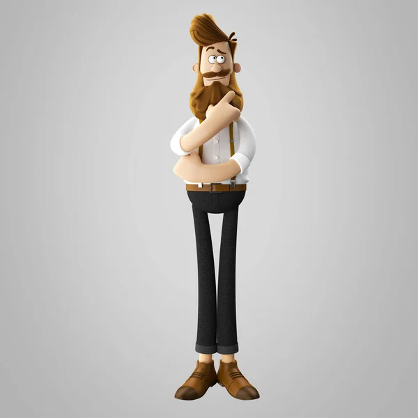 Illustration Good Looking Young Hipster Man Beard Isolated Stock Picture