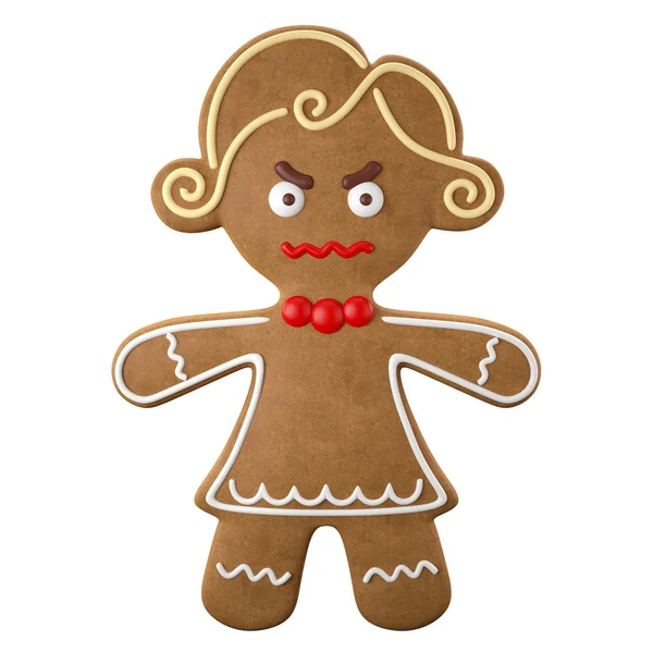 女性の怒っているクリスマスのジンジャーブレッド — ストック写真