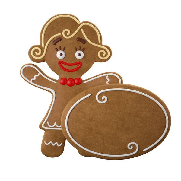 Kadın mutlu Noel gingerbread — Stok fotoğraf