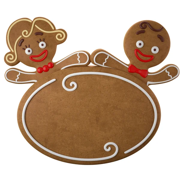 Happy couple Christmas gingerbread — Stock Photo, Image