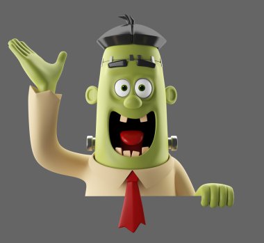 3D helloween karikatür komik frankenstein karakteri
