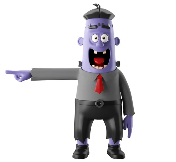 3D-helloween cartoon grappig karakter van frankenstein — Stockfoto