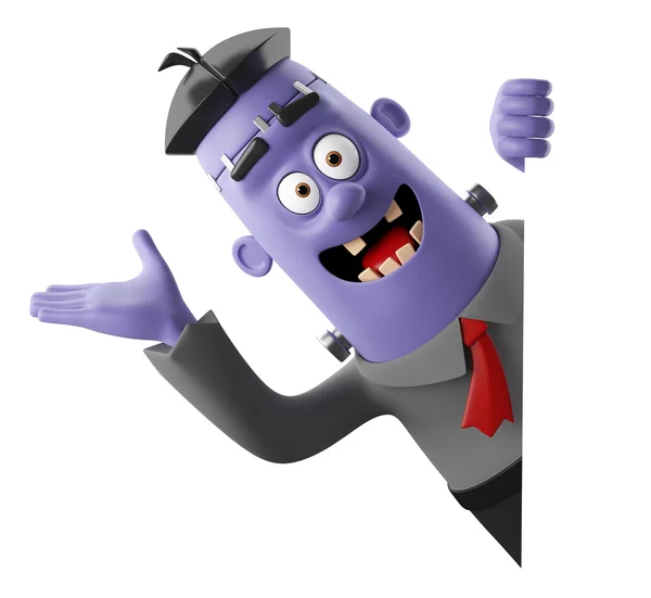 3d helloween cartoon funny character frankenstein — Stock Photo, Image