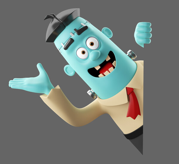 3d helloween cartoon funny character frankenstein