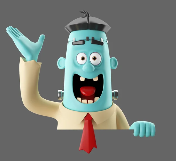 3d helloween cartoon funny character frankenstein — Stock Photo, Image