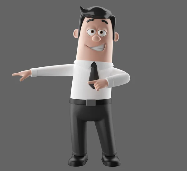 3d cartoon character, funny businessman illustration — Stock Photo, Image