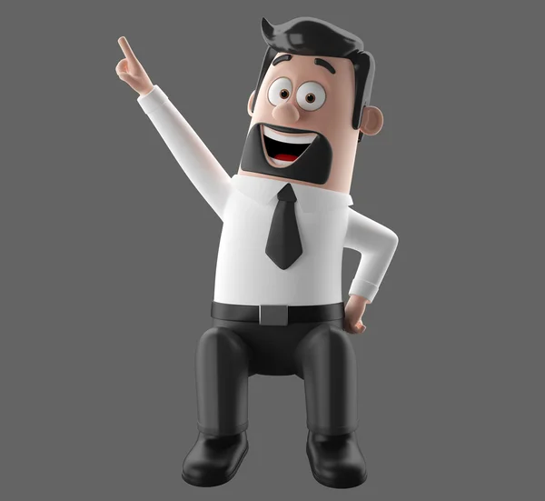 3d cartoon character, funny businessman illustration — Stock Photo, Image