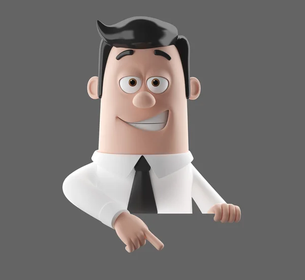 3d cartoon character, funny businessman illustration — Stock Photo, Image