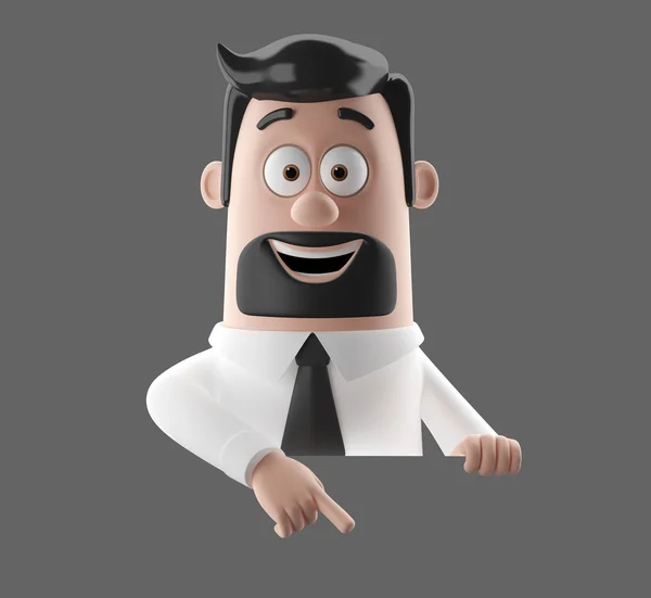 3d cartoon character, funny businessman illustration — Stock Photo, Image