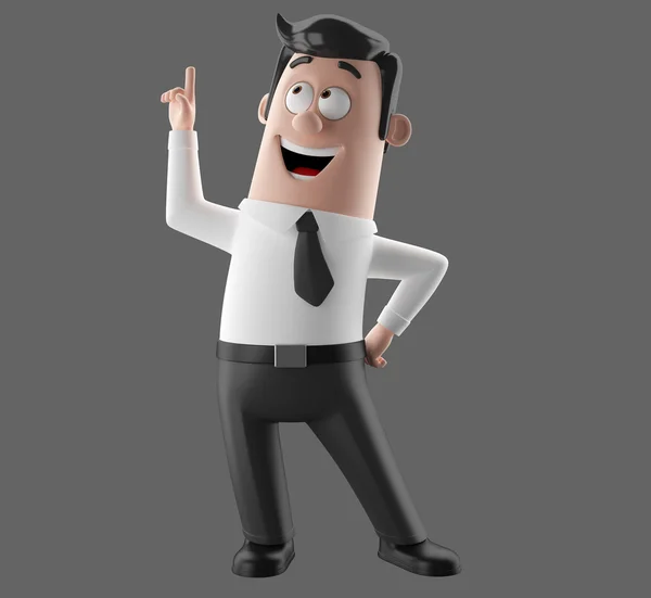 3d cartoon character, funny businessman illustration — Stock Photo, Image