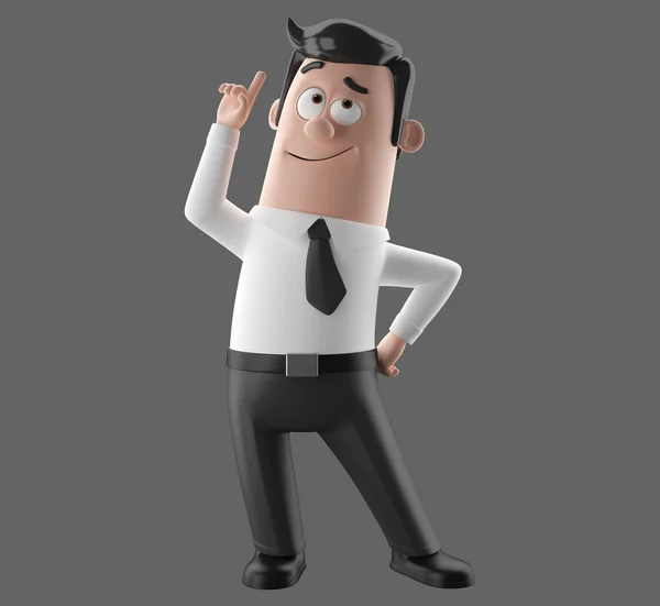 3d cartoon character, funny businessman illustration — Stock Photo, Image