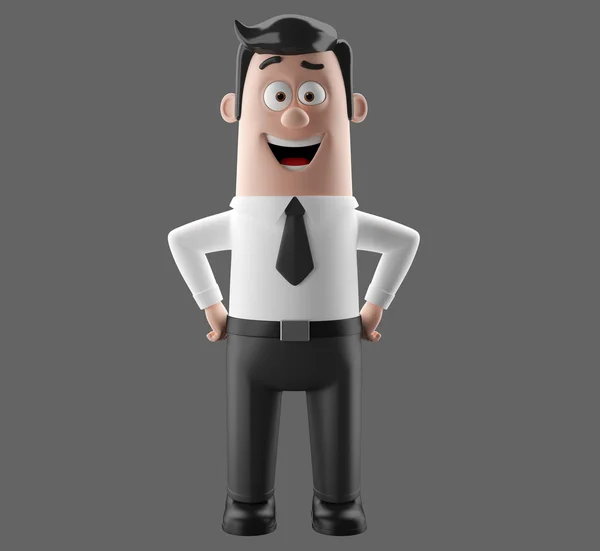 Personnage de dessin animé 3d, illustration homme d'affaires drôle — Photo