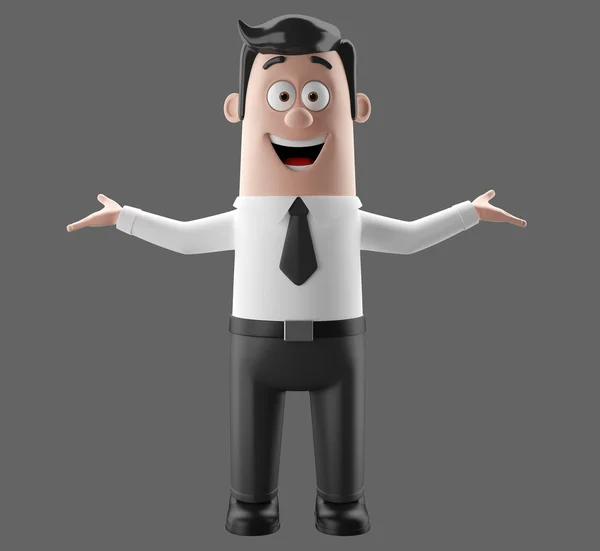 3d personaggio dei cartoni animati, divertente uomo d'affari illustrazione — Foto Stock