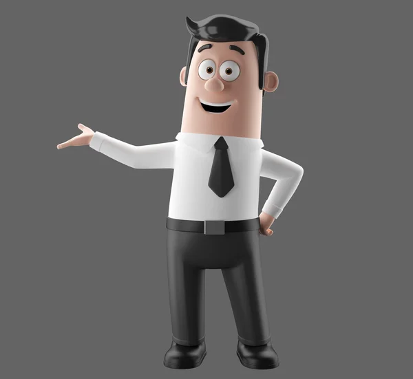 3d cartoon character, funny businessman illustration — Stock Photo, Image