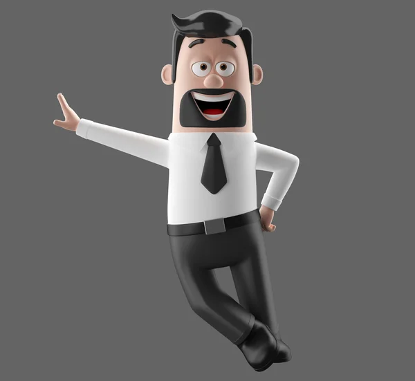 3d cartoon character, funny businessman illustration — Stock Photo, Image