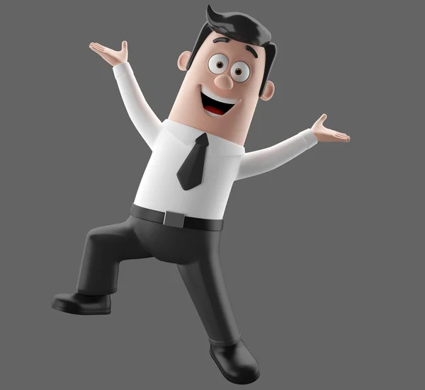 3d cartoon character, funny businessman illustration — Stock Photo, Image