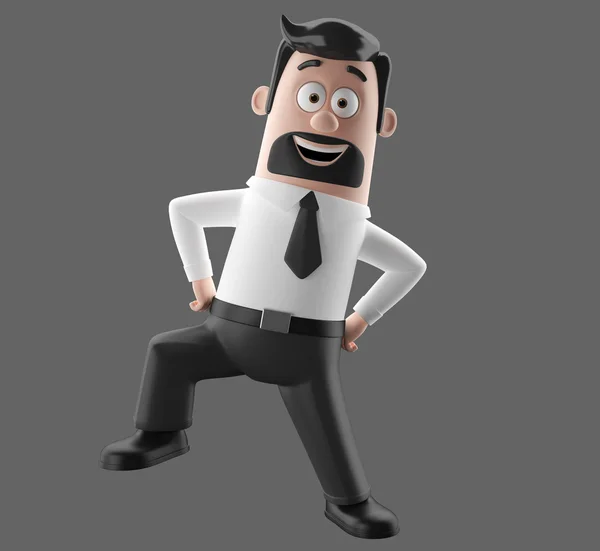 3D tecknad figur, roliga affärsman illustration — Stockfoto