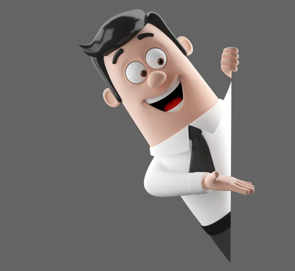 3d cartoon character, funny businessman illustration — Stock Photo, Image