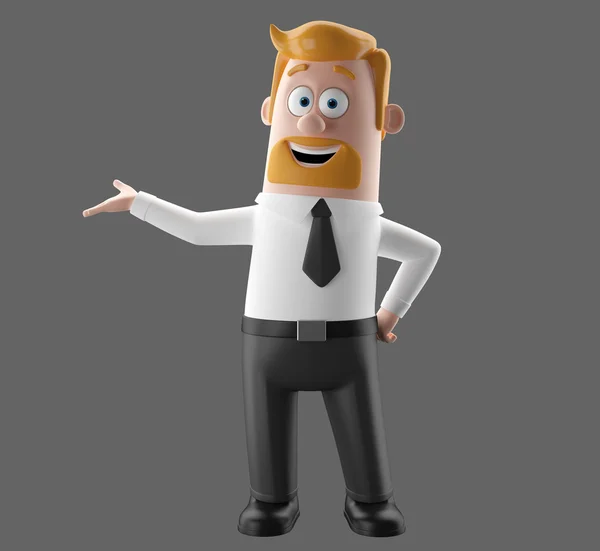 3D tecknad figur, roliga affärsman illustration — Stockfoto
