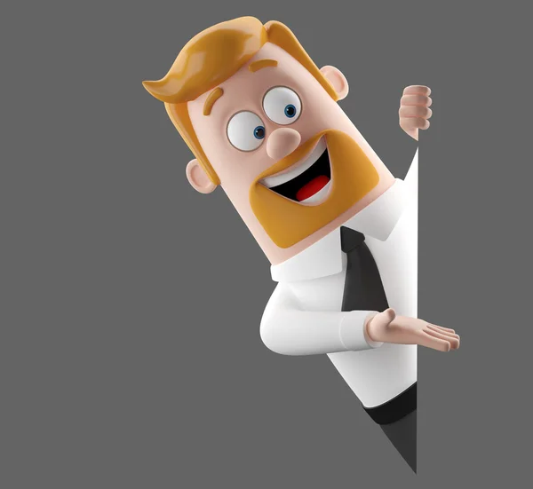 3d cartoon character, funny businessman illustration — Stock Photo, Image