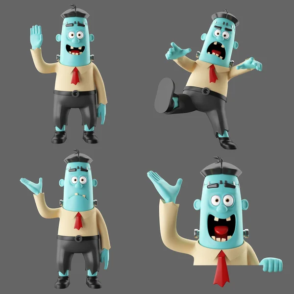 3d helloween cartoon funny character frankenstein — Stock Photo, Image