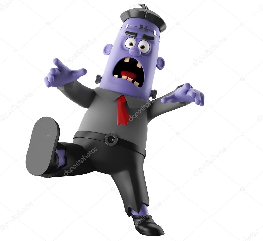 3d helloween cartoon funny character frankenstein