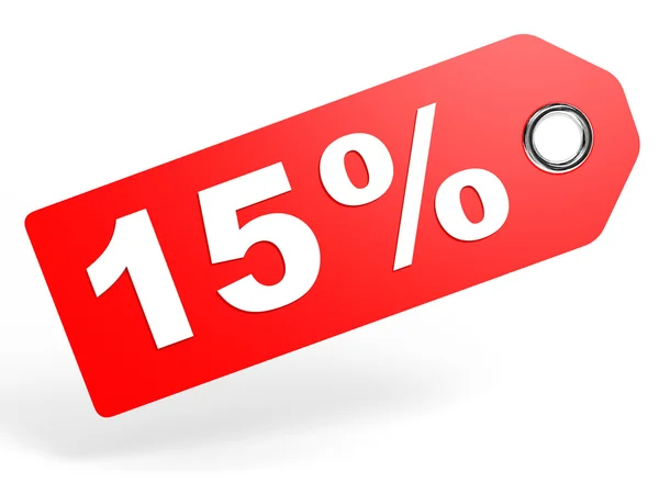 15 percent red discount tag on white background. — Stock Photo, Image