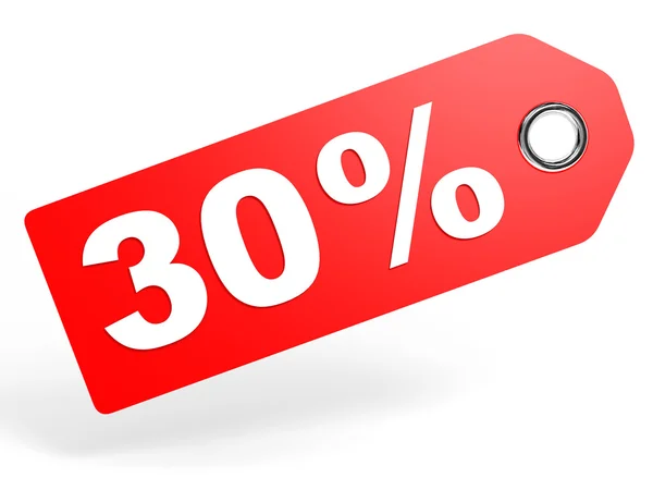 30 percent red discount tag on white background. — Stock Photo, Image