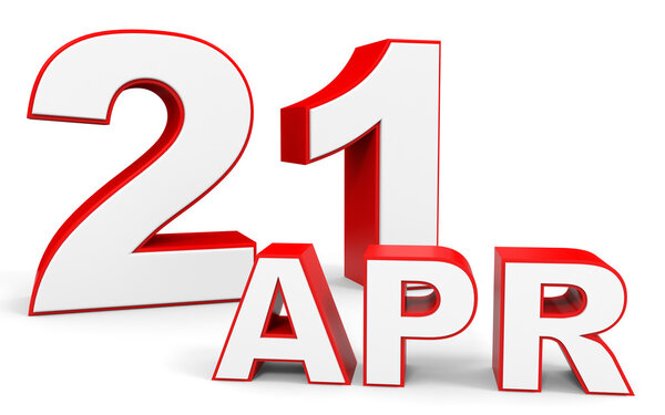 April 21. 3d text on white background.