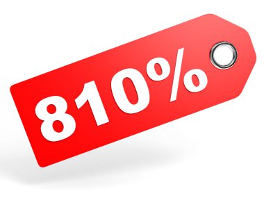 Beyaz arka planda yüzde 810 kırmızı indirim etiketi.