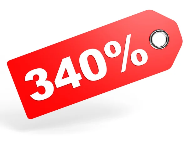 340 percent red discount tag on white background. — Stock Photo, Image