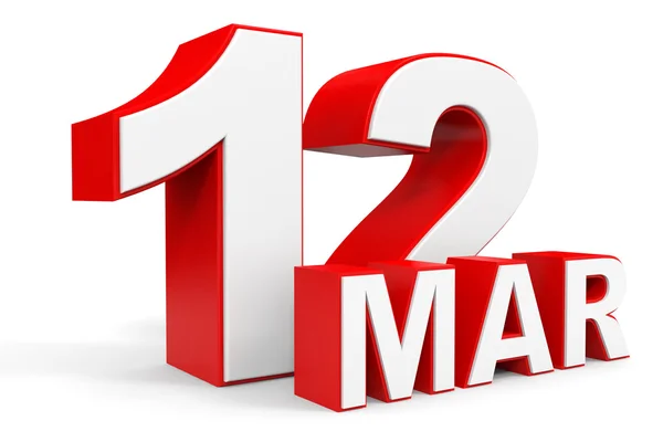 March 12. 3d text on white background. — Stock Photo, Image