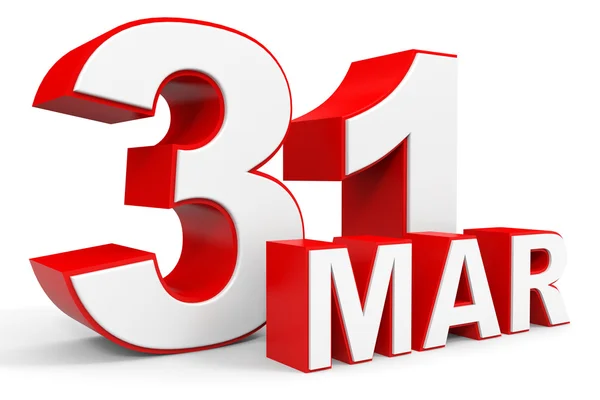 March 31. 3d text on white background. — Stock Photo, Image