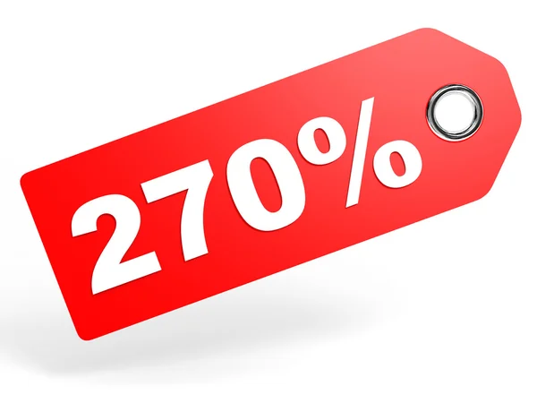 Stock image 270 percent red discount tag on white background.